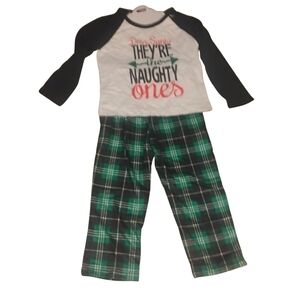 Kids Christmas 2T - 5 Plaid Pajama Set - Black and Green Brand New
